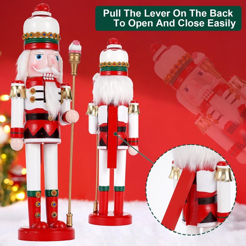 Tpudn Store Christmas Decorations Nutcracker Ornament,15 inch Wooden Traditional Nutcracker,Festive Collectible Christmas Nutcracker Party Tabletop Thanksgiving Decor(Strawberry) - Image 3